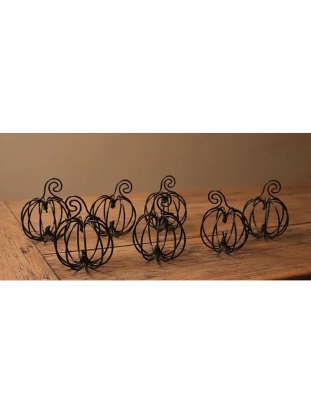 Set of 7 Pier 1 Fall Rustic Brown Metal Wire Pumpkin Place Card Holders